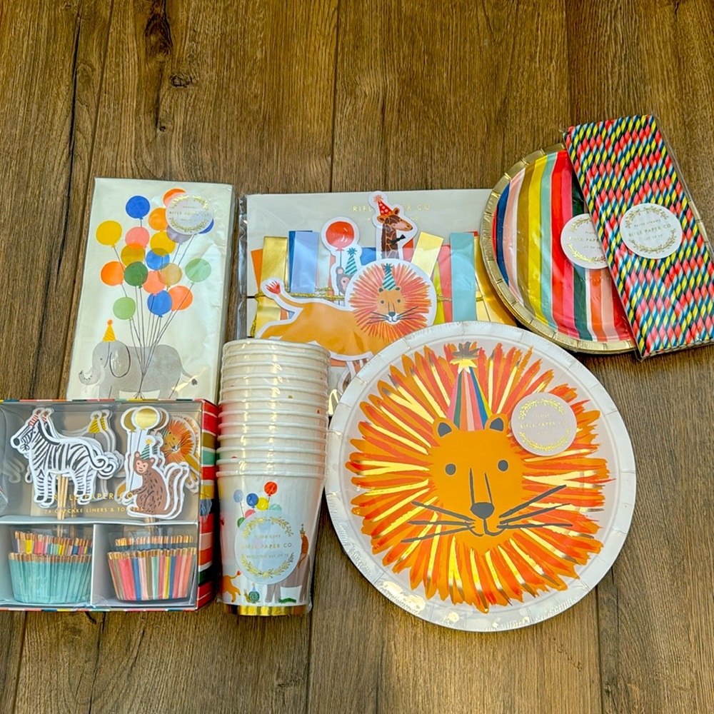 Rifle Paper co. Party Animal kids birthday plates napkins cupcake liners